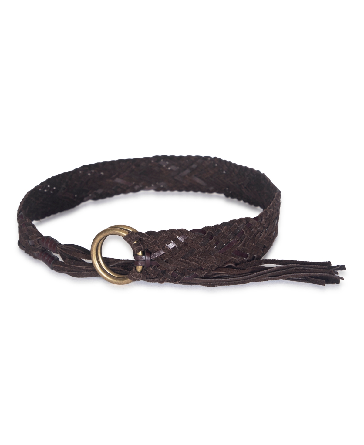 Frye Women's 40mm Woven Fringe Belt In Brown