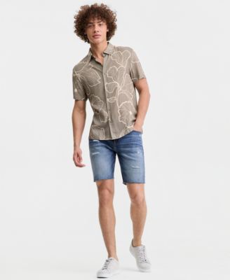 Men's Floral Short-Sleeved Button-Up Shirt