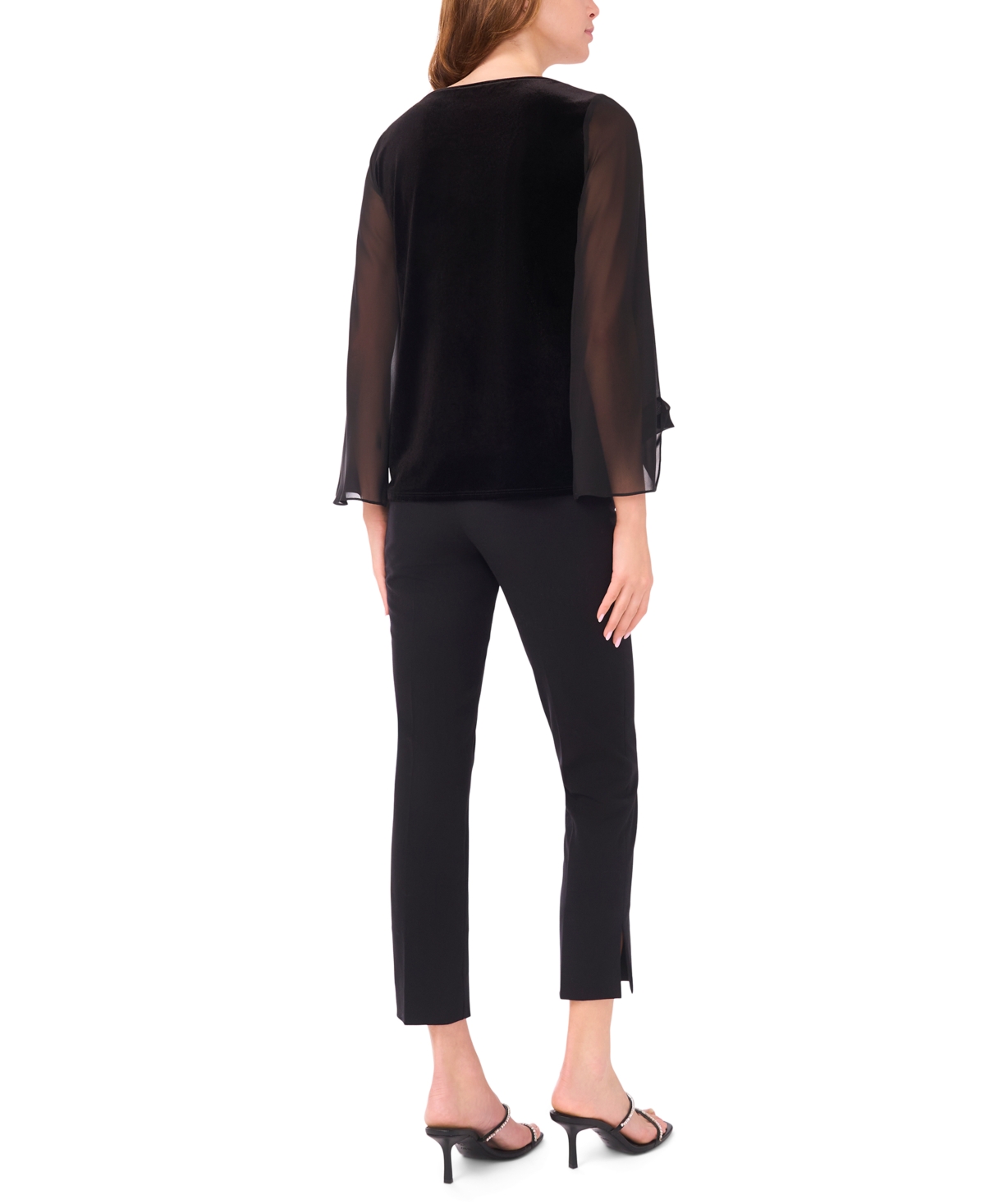 Msk Women's V-neck Long-sleeve Knit Top In Black