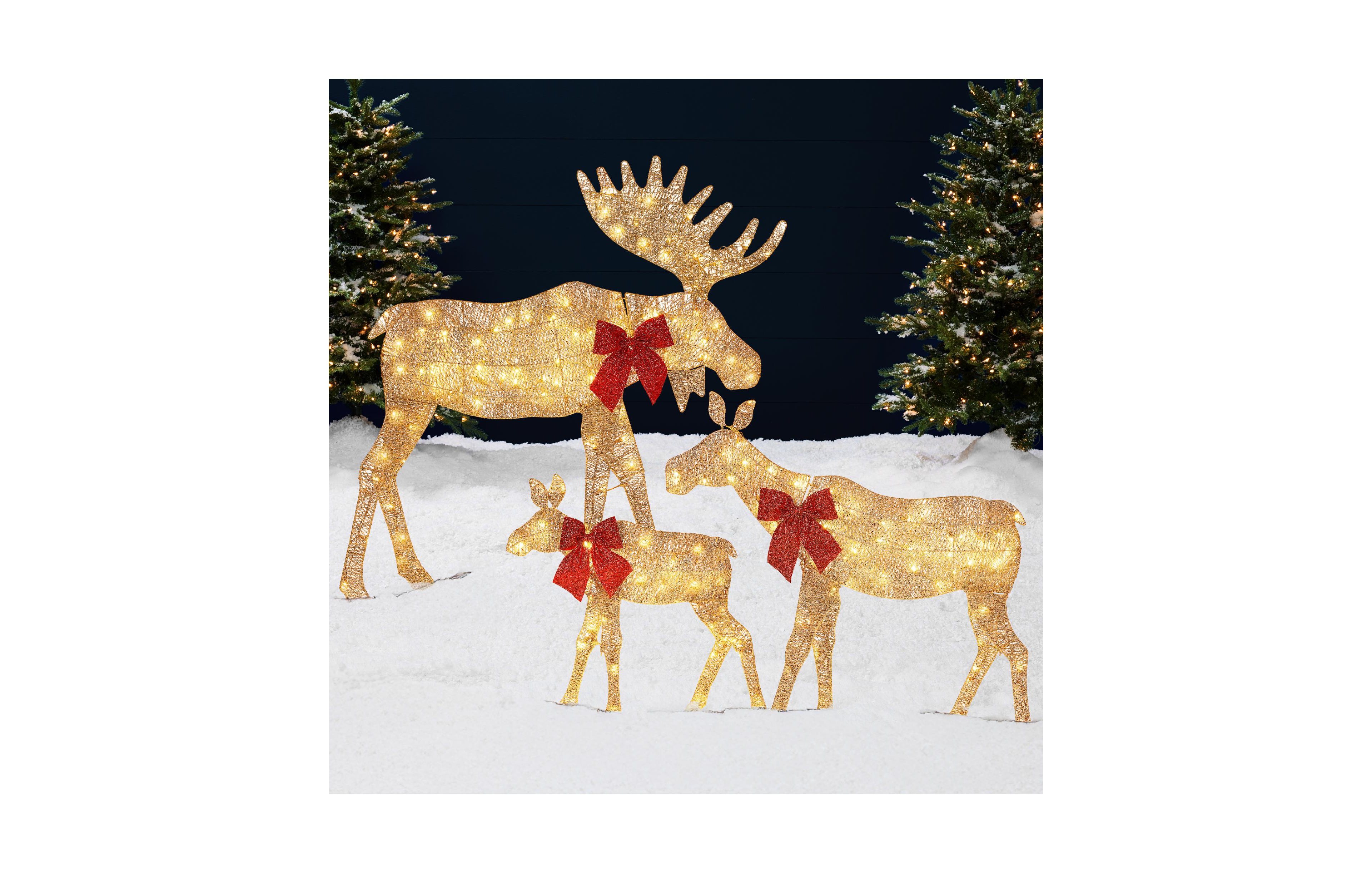 Best Choice Products 4ft 3-Piece Lighted 2D Christmas Moose Set Outdoor Decor w/ 195 Led Lights, Stakes