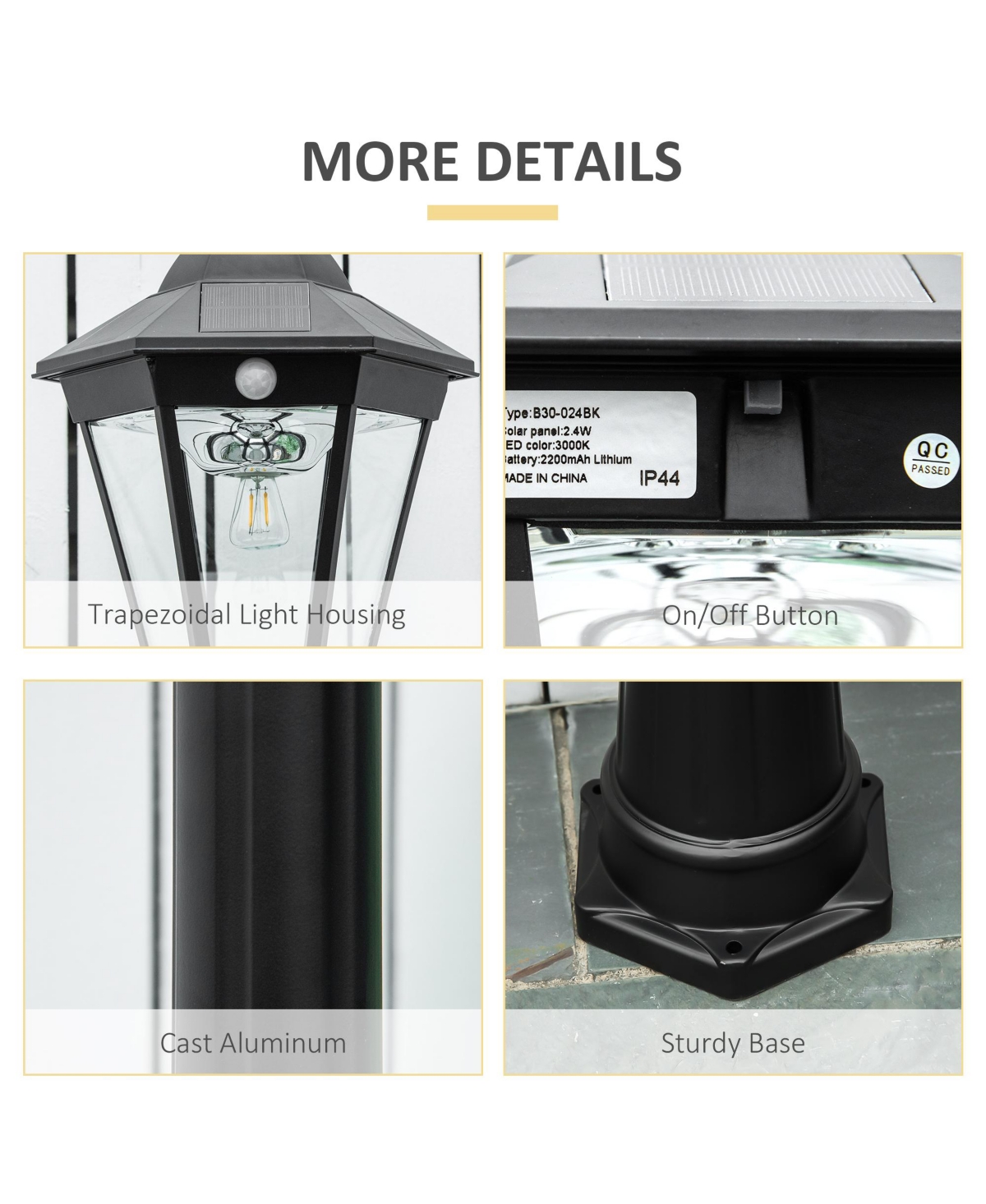 Outsunny 8' Outdoor Solar Light Post, Motion Activated Lamp, for Garden,