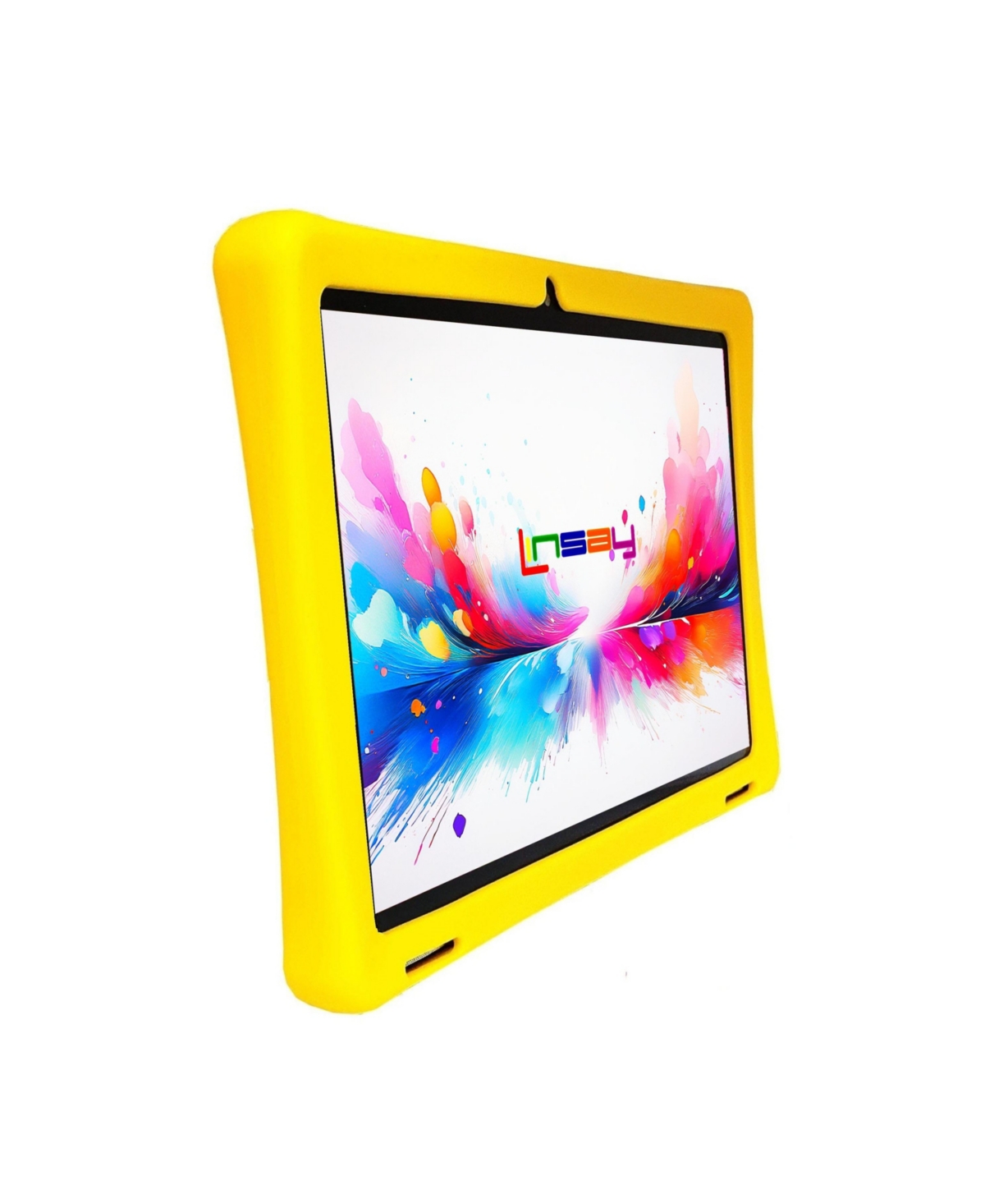Linsay New 10.1" Funny Kids Tablet Octa Core 128GB Bundle with Yellow Kids Defender Case and Smart Chicken Toy Newest Android 13