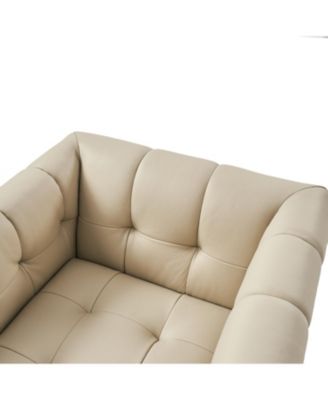 1 Count Gabriel Mid-Certury Modern Genuine Leather Swivel Club Chair