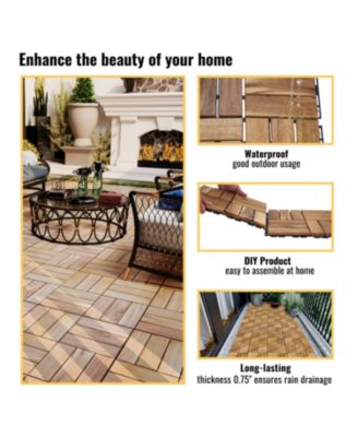 Acacia Deck Tiles Checker 12"x12" Yellow 20-Pack