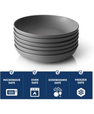 30oz Porcelain Salad & Soup Bowls – Set of 6 Pasta Serving Bowls, Durable, Microwave & Dishwasher Safe