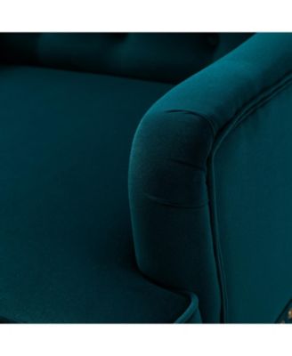 Jakub 28.5" W Velvet Tufted Polyester Armchair with Nailhead Trim