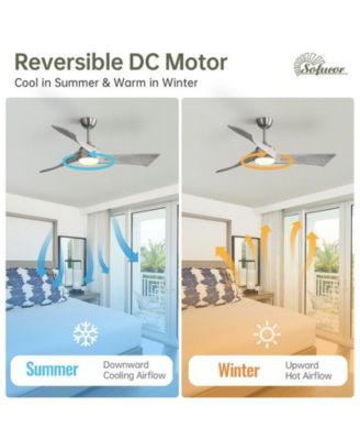 52-inch Sand Nickel Modern 3 Blades Ceiling Fan Light with Remote Control Support Six Speed Ajustable