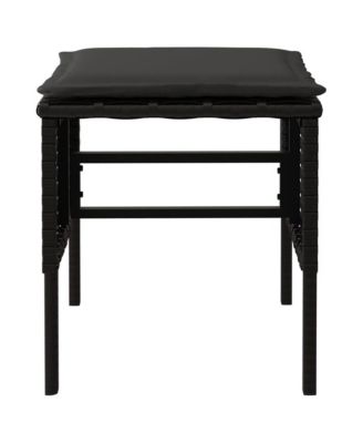 Garden Footstool Set of 4 Black Poly Rattan Small Modular