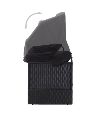 Sun Lounger Black PE rattan Outdoor Sofa Rectangular