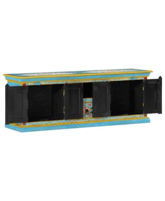 TV Cabinet Blue Solid Mango Wood Medium TV Cabinet Rectangular