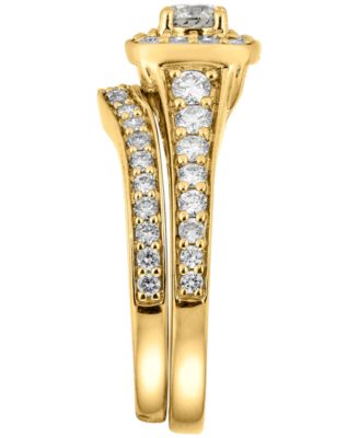 Diamond Halo Bridal Set (1-1/5 ct. t.w.) in 14k Yellow Gold
