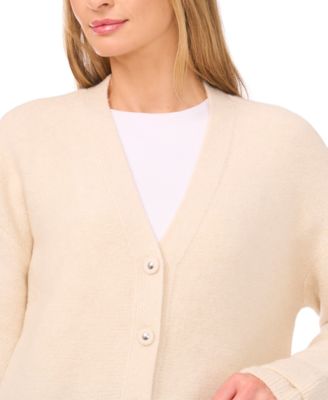 Women's V-Neck Ruffle Cuff Cardigan Sweater