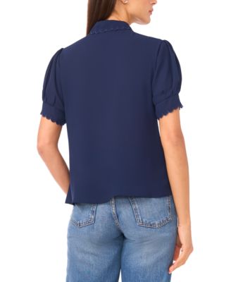 Women's Scallop Button-Down Short-Sleeve Top