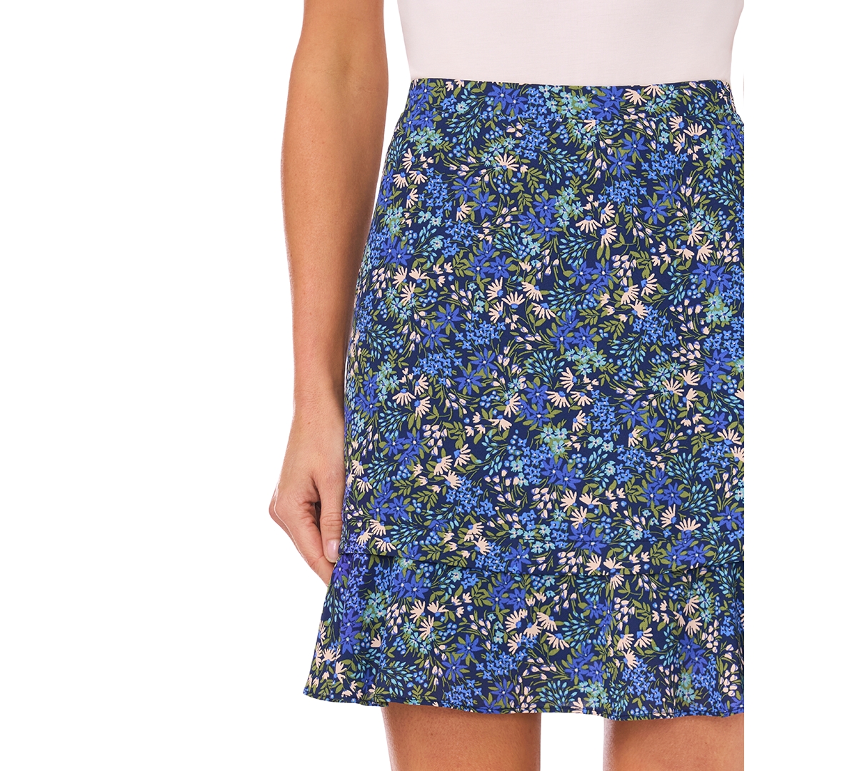 CeCe Women's Smocked Ruffle Detail Skirt