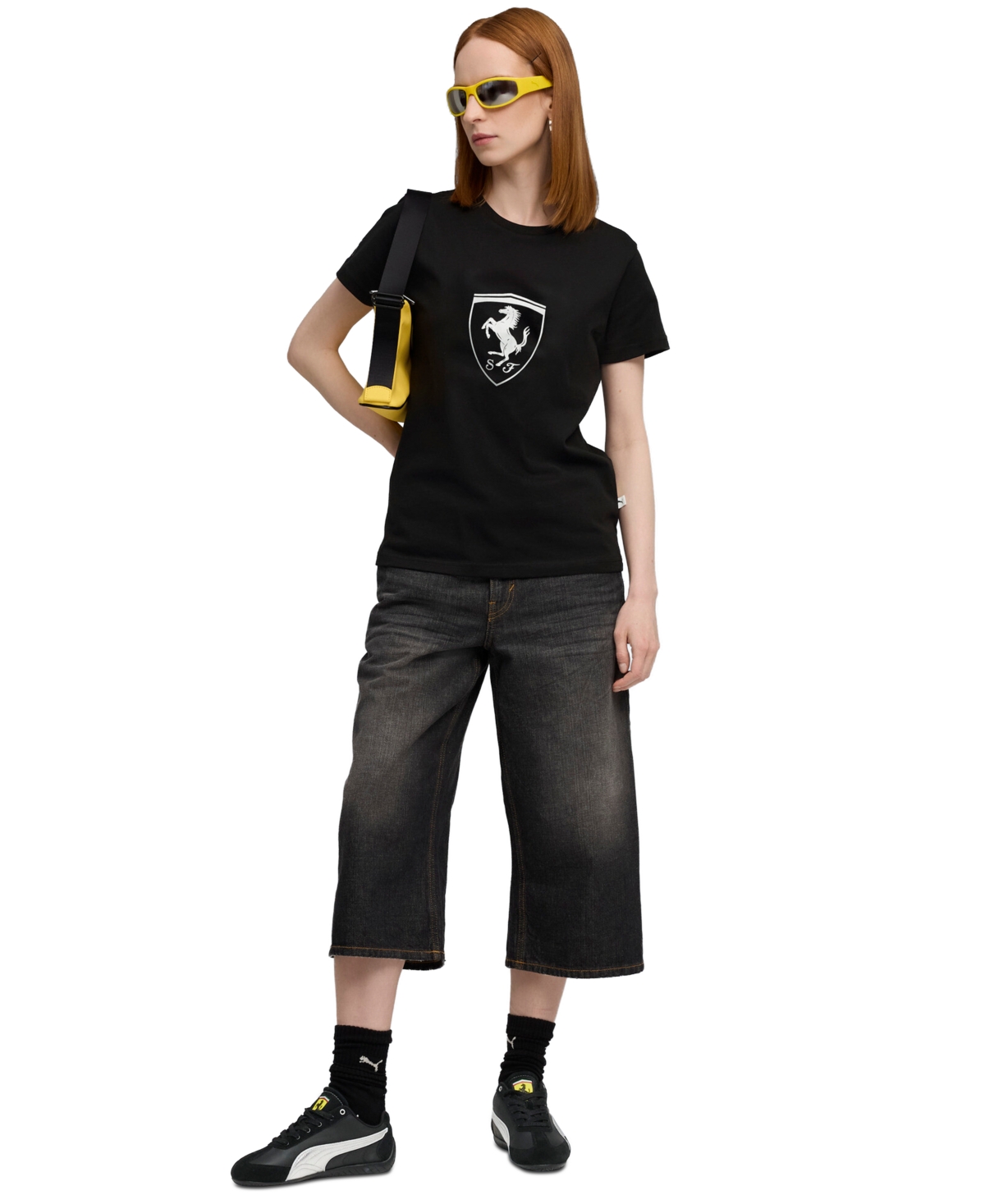 Puma Women's Ferrari Sportswear Tonal Shield Crewneck T-Shirt