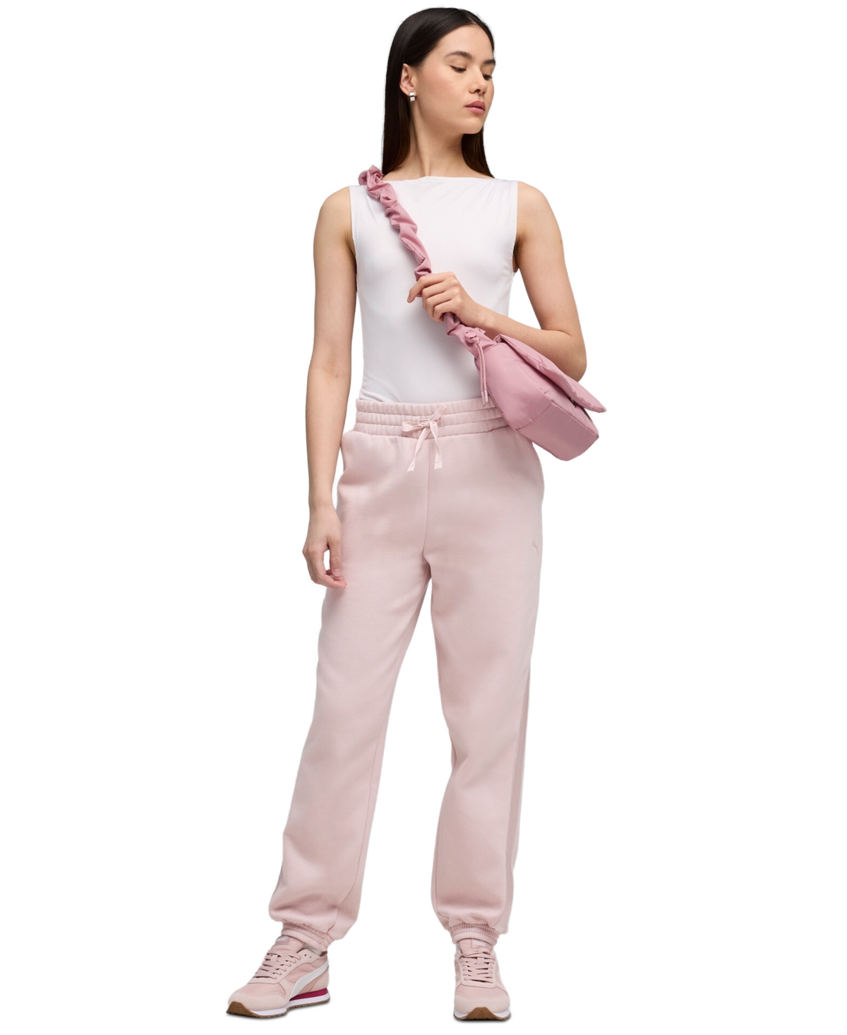 Puma Women's Essential Elevated Satin Regular Fit Sweatpants In Purple