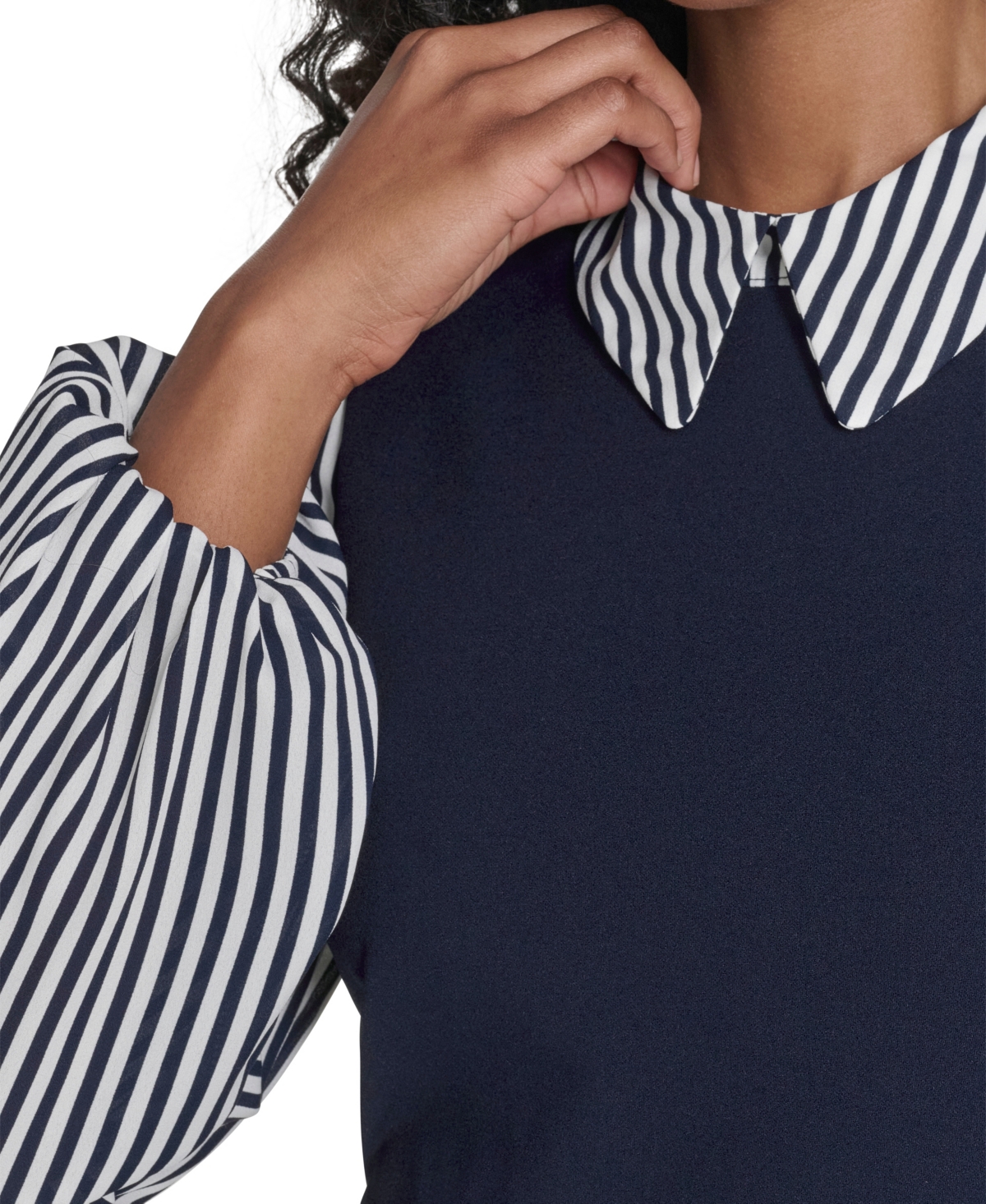 Tommy Hilfiger Women's Striped Collared Short Dress In Blue