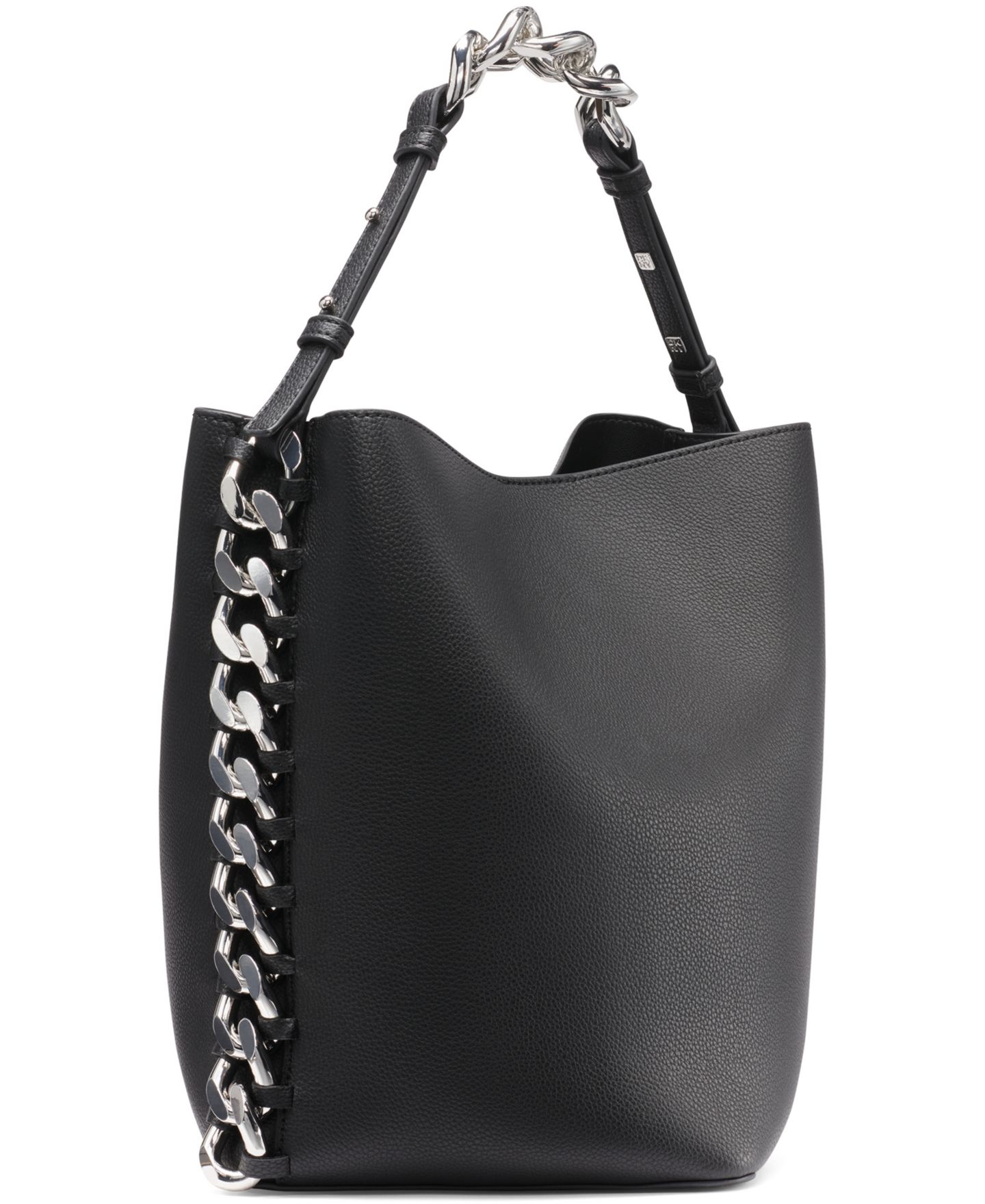 Женская сумка DKNY Riona Medium Bucket, цвет: Чёрный / Серебряный — фото 5