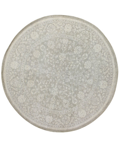 Macy's Fine Rug Gallery, One of a Kind, Manali B600168 Grey 8' Round Hand-Knotted Rug