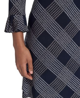 Women's Plaid 3/4-Sleeve Shift Dress 
