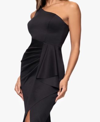 Women's One-Shoulder Side Ruffle Long Dress