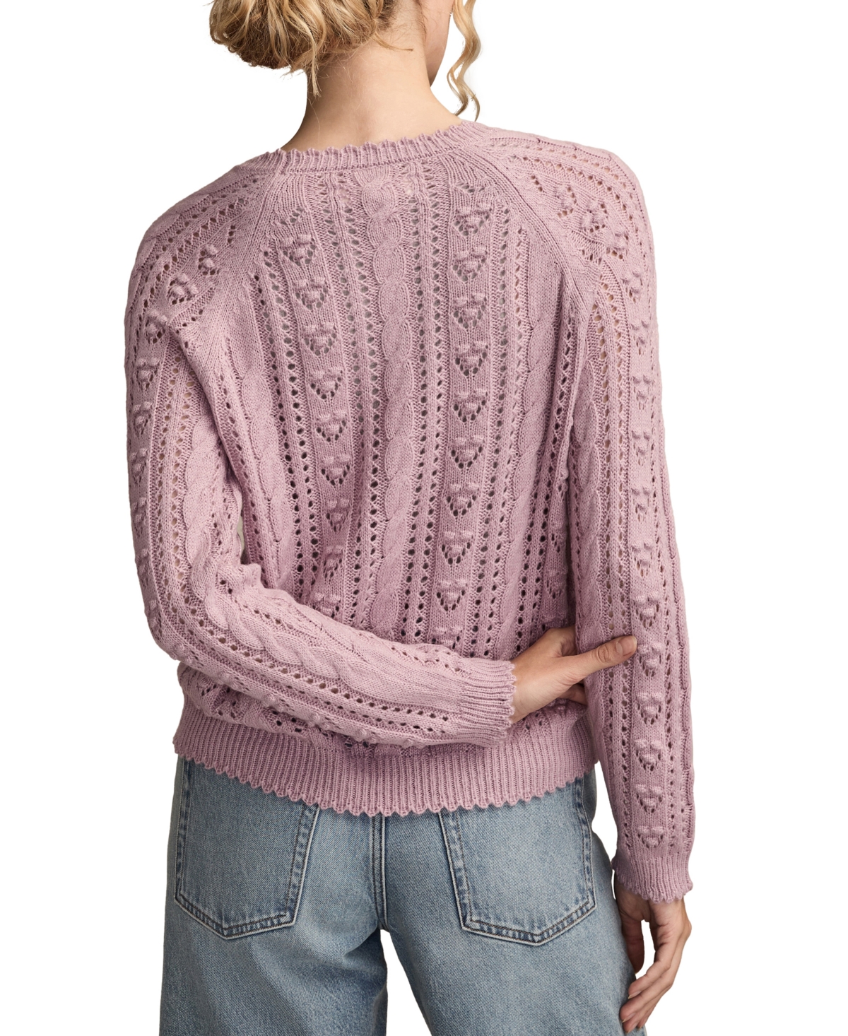 Lucky Brand Women's Pointelle Crewneck Sweater