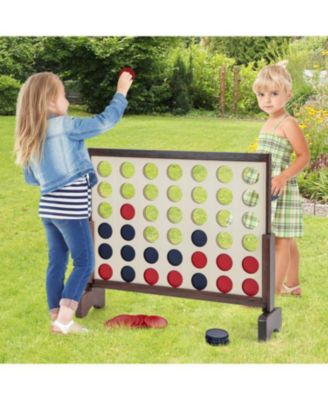 Giant 4-in-a-row Game Set Wooden Jumbo 4-to-Score Game with Carrying Bag