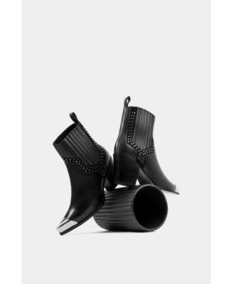 Women's Exclusive Leather Ankle Boots Firehouse With Metal Tip