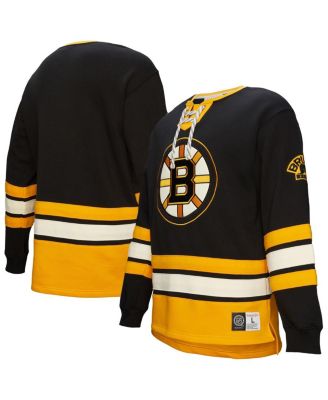 Men's Black Boston Bruins Heritage Lace-Up Pullover Sweatshirt
