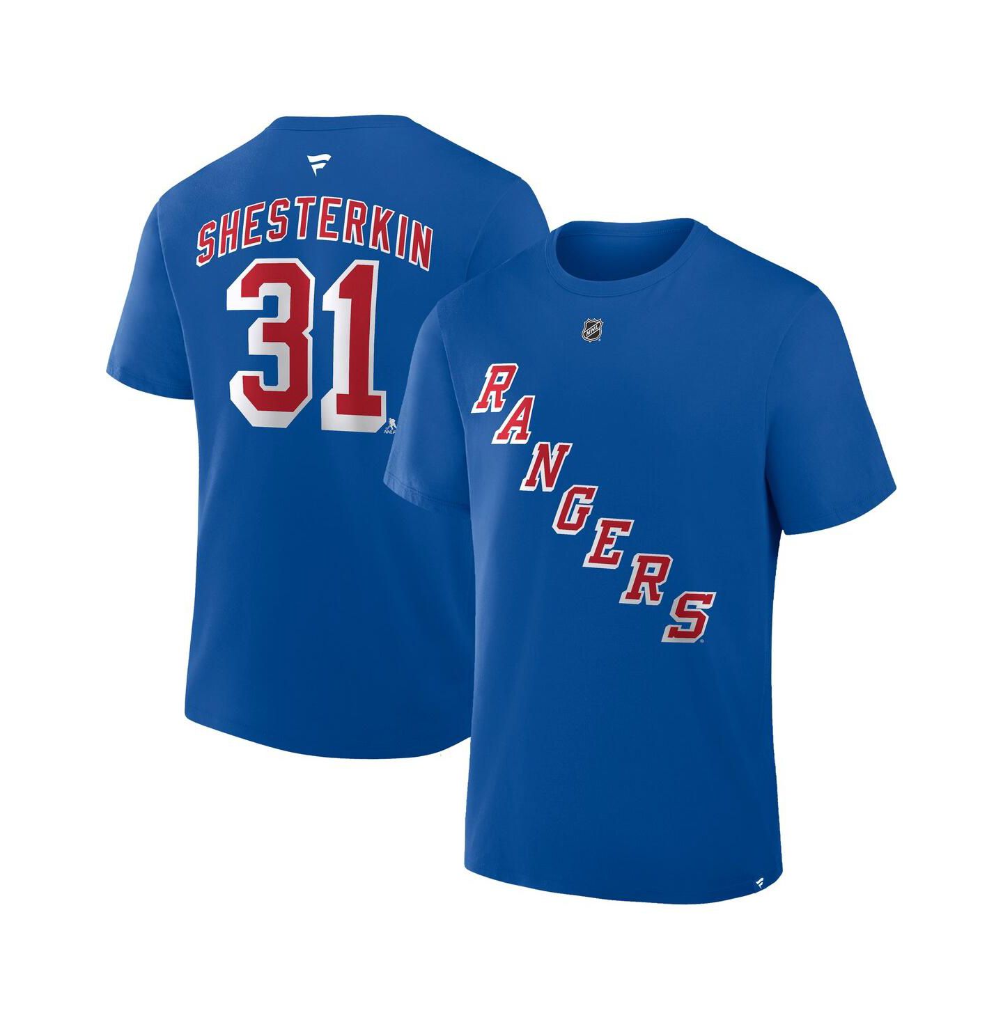 Мужская футболка Fanatics Igor Shesterkin Blue New York Rangers Authentic Stack Name & Number — фото 1