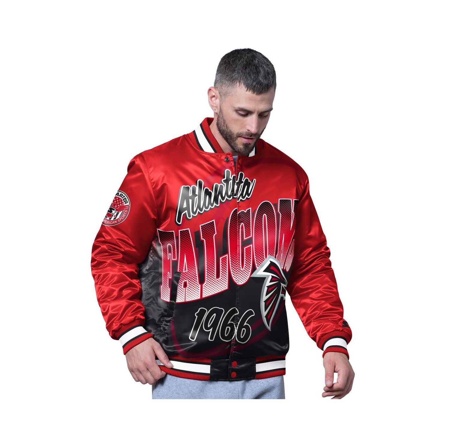 Men's Red Atlanta Falcons Pass Rush Varsity Full-Snap Jacket
