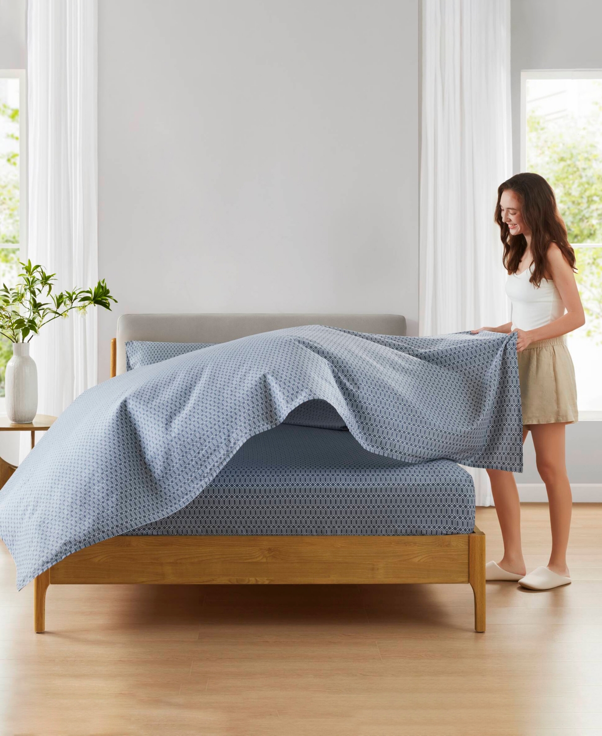 510 Design Super 144-thread Count Cotton 4-pc. Sheet Set, Full In Blue