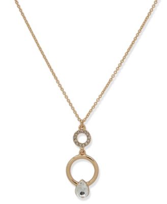 DKNY - Crystal Pear Stone Pendant Necklace