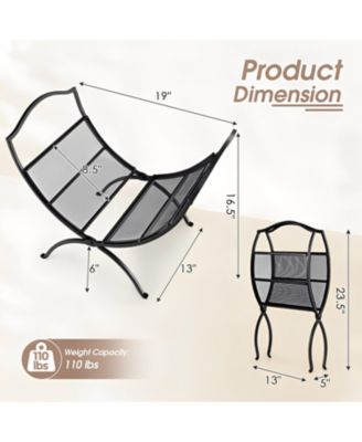 19 Inch Folding Fireplace Log Rack with Convenient Handle