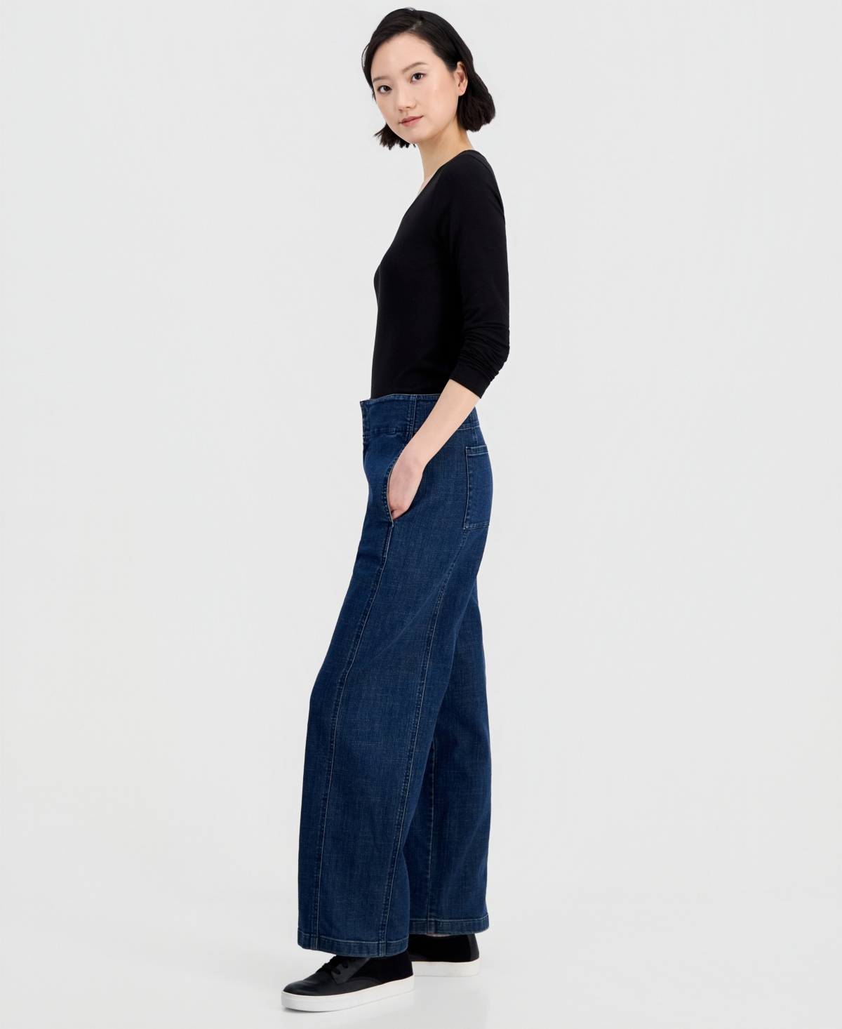 Eileen Fisher Petite High-Rise Wide-Leg Jeans