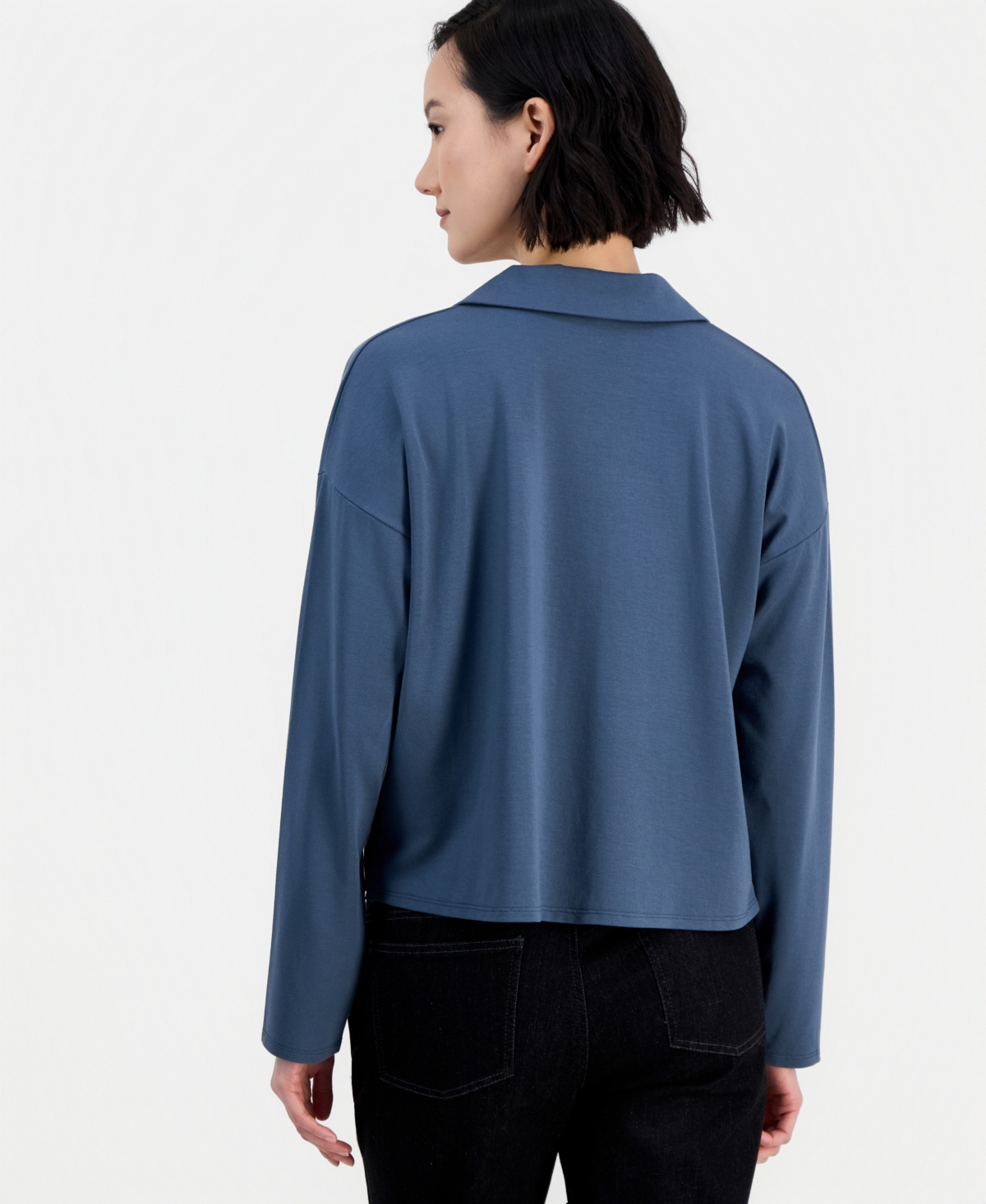Eileen Fisher Petite Boxy Long-Sleeve Henley Top