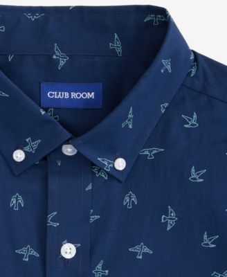 Men's Birds in Sky Poplin Short-Sleeve Shirt