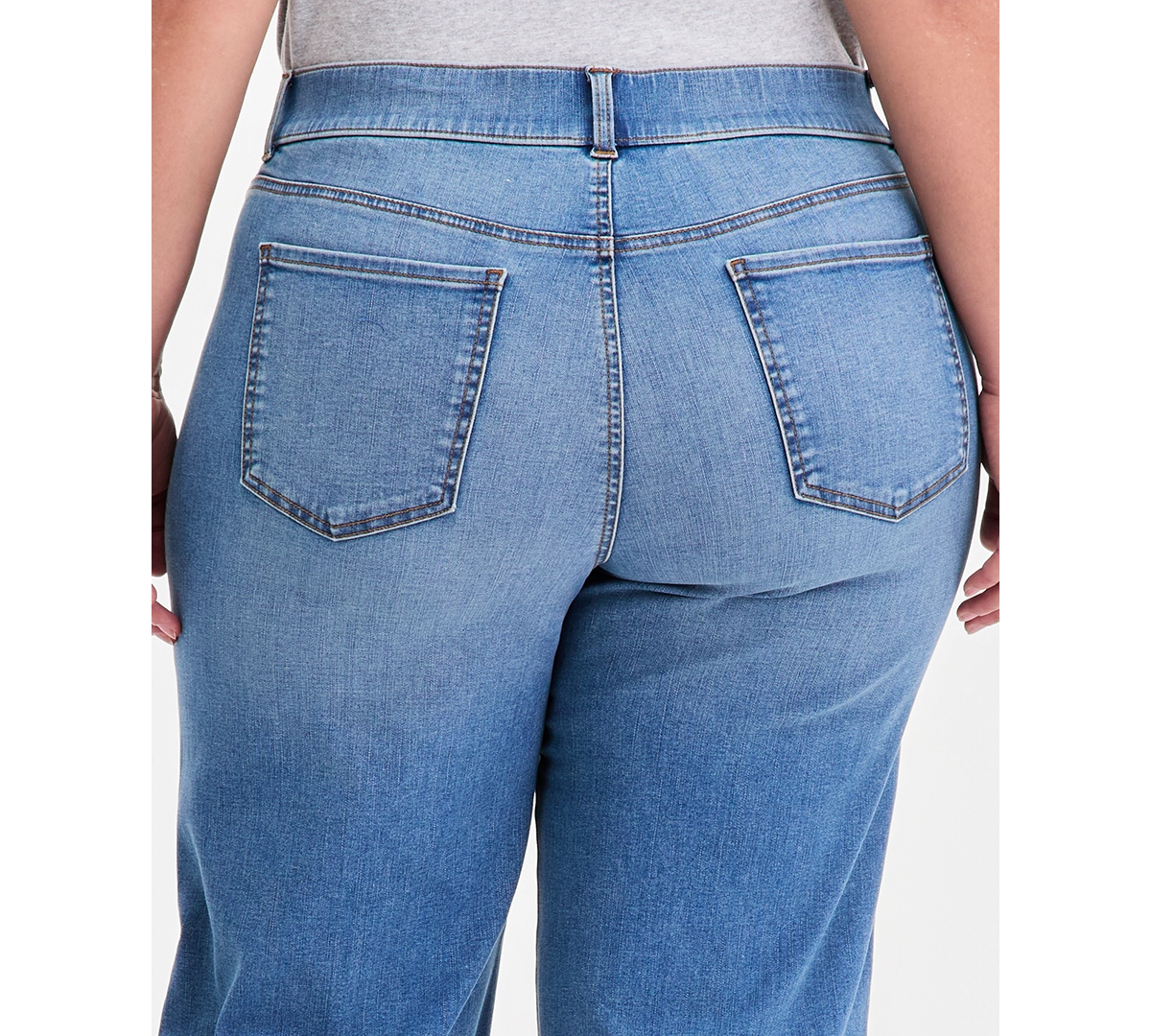 Style & Co Plus Pull-On Shaping High-Rise Wide-Leg Jeans, Macy's Exclusive