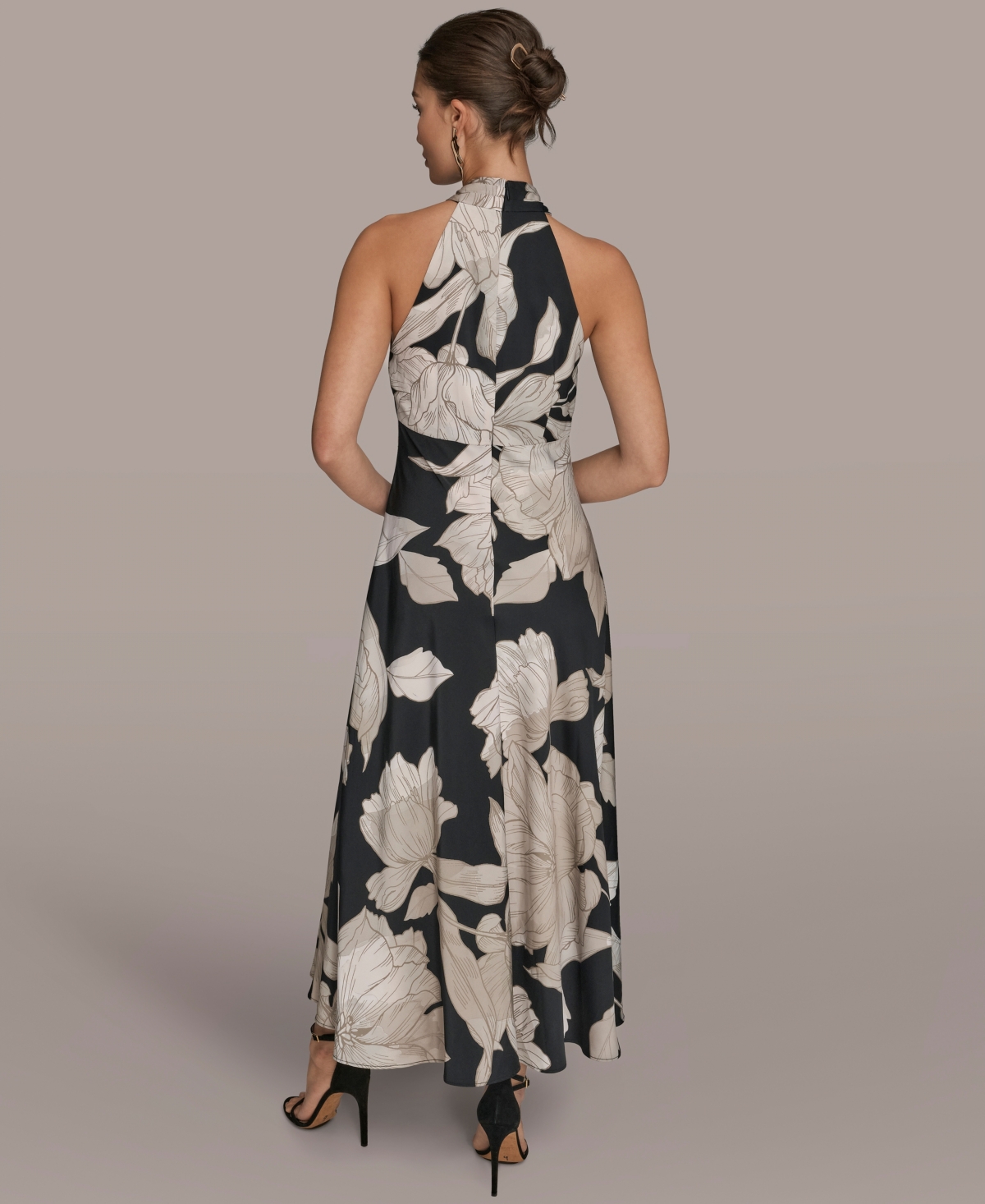 Donna Karan New York Women's Floral Print A-Line Long Dress