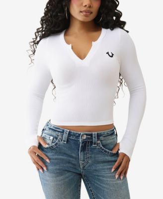 Women's Long Sleeve Seamless V Notch Top
