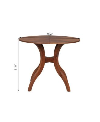 3-Piece Round Dining Table Set, 39.4" Solid Wood Table with Inlaid Top and 2 Upholstered Chairs for Kitchen