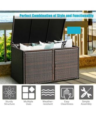 88 Gallon Garden Patio Rattan Storage Container Box