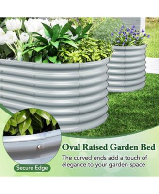 5 x 3 x 2 Ft Metal Oval Raised Garden Bed with Open Bottom Design