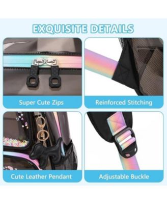 Clear Backpack for School Girls, Heavy Duty TPU Transparent Backpack Stadium Events Approved, Clear Bookbag