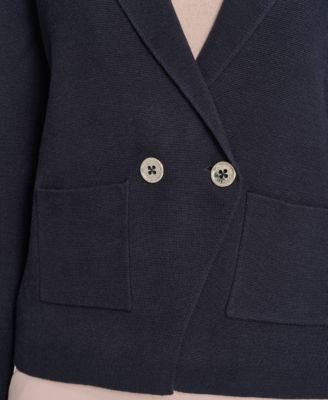 Women's Double Breasted Peak Lapel Sweater Jacket