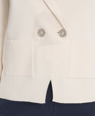 Women's Double Breasted Peak Lapel Sweater Jacket