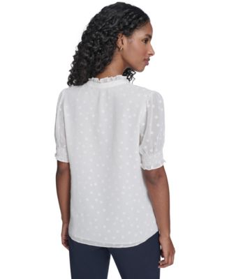 Women's Clip Dot Ruffle Popover Top