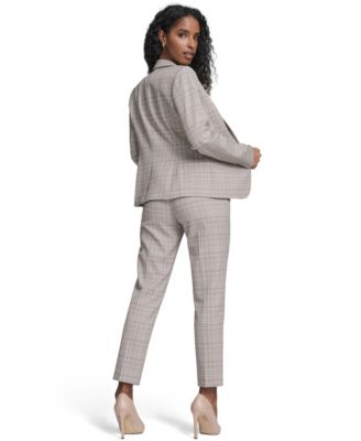 Women's Plaid One Button Blazer Jacket