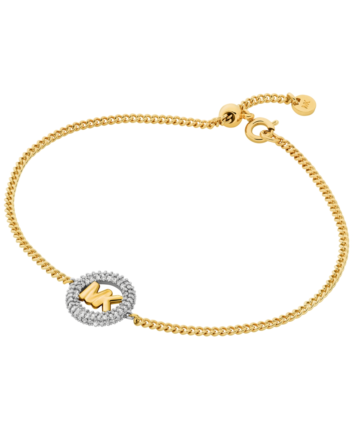 Michael Kors Two-tone Pave Logo Bracelet In Gold