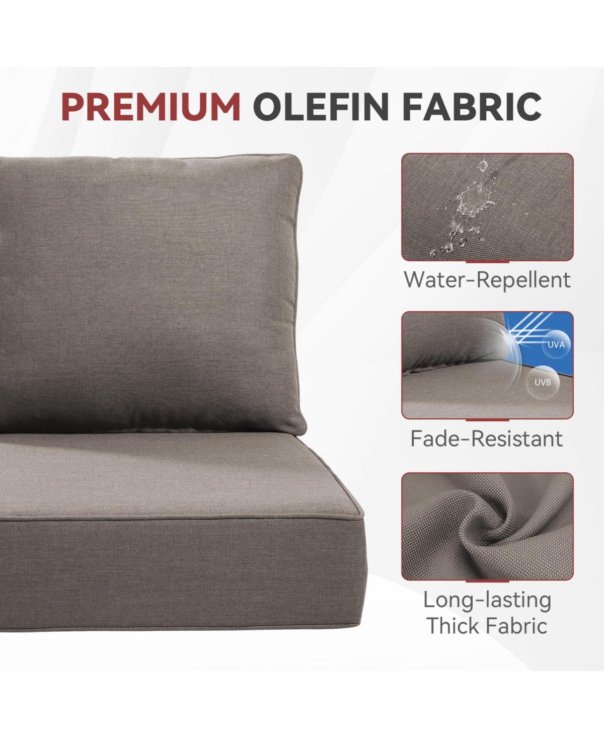 Gymojoy PlushCore 24 in. x 6 Olefin 2-Piece Deep Seating Outdoor Lounge Chair Sofa Cushion